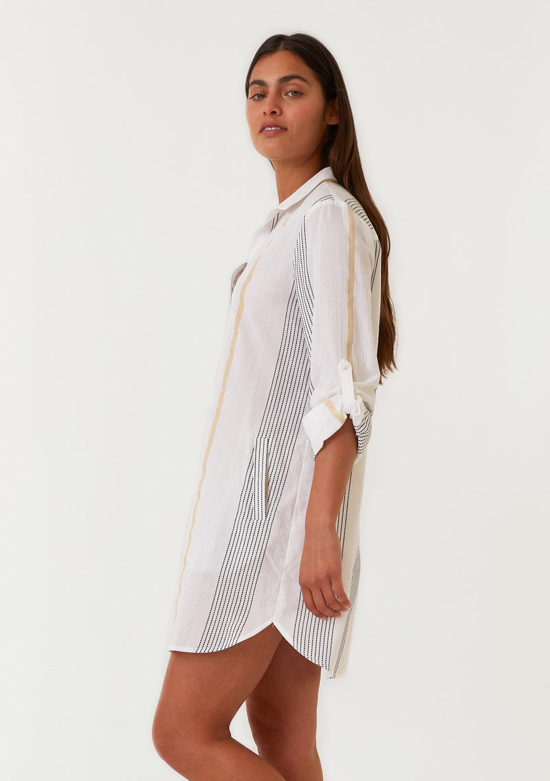 KENDALL SHIFT DRESS - WHITE/GOLD