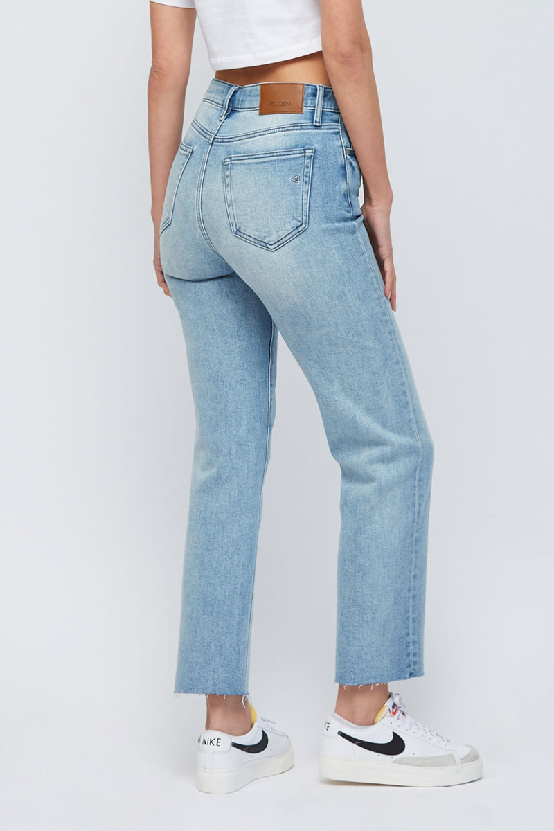 TRACEY HI RISE CROPPED STRAIGHT JEANS - MEDIUM LIGHT