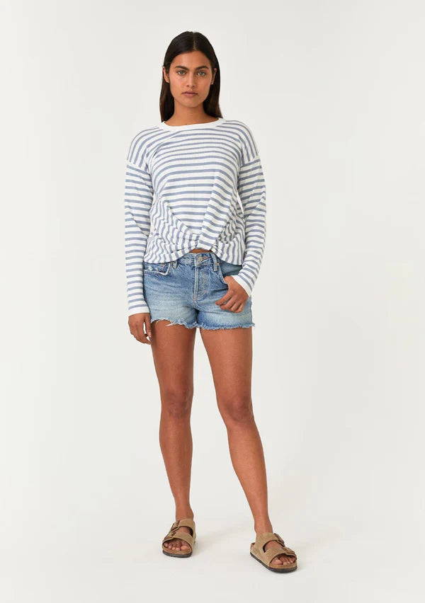 PERRY STRIPED SWEATER - IVORY/DUSTY BLUE