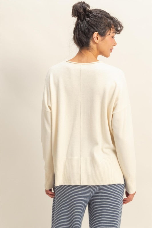 DROP SHOULDER SWEATER - CREAM
