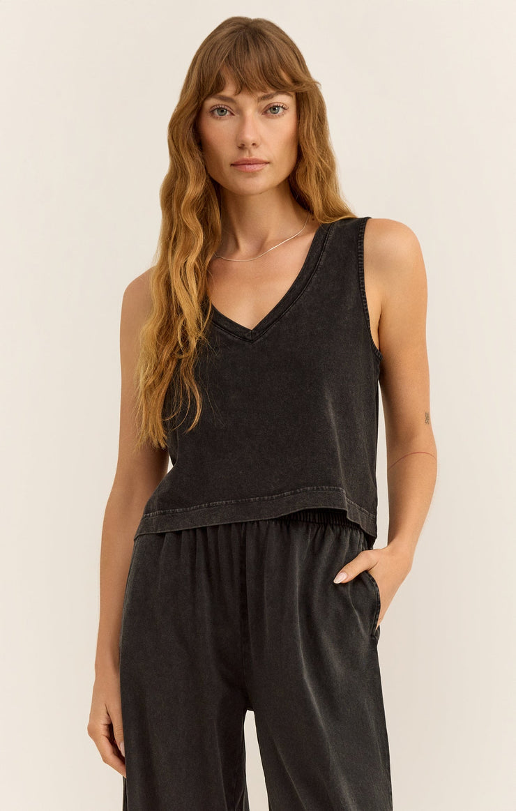 Z SUPPLY SLOANE V-NECK TANK - BLACK