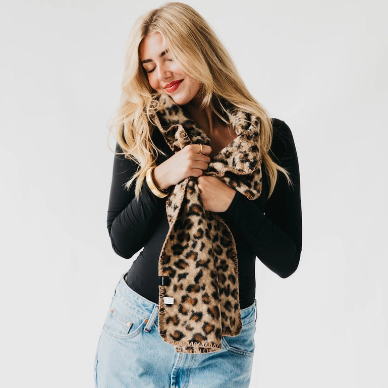 LAINE LEOPARD SCARF - BROWN