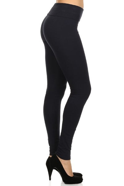 FOLD OVER FULL LENGTH LEGGINGS - BLACK