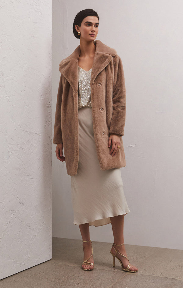 Z SUPPLY JEWEL FUR COAT - CHAI