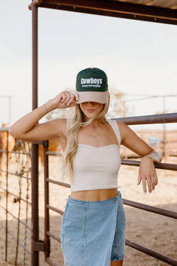 COWBOYS ARE MY LOVE LANGUAGE TRUCKER HAT - GREEN/TAN