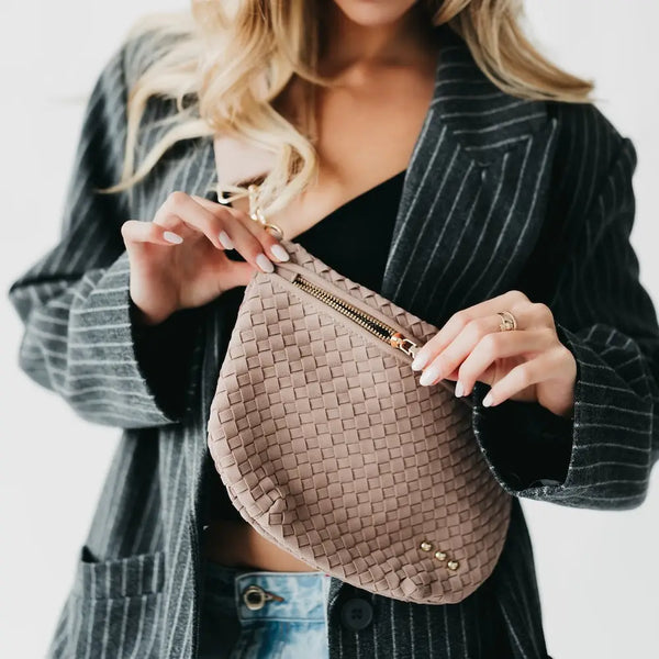 WESTLYN WOVEN BUM BAG - SUEDE TAUPE