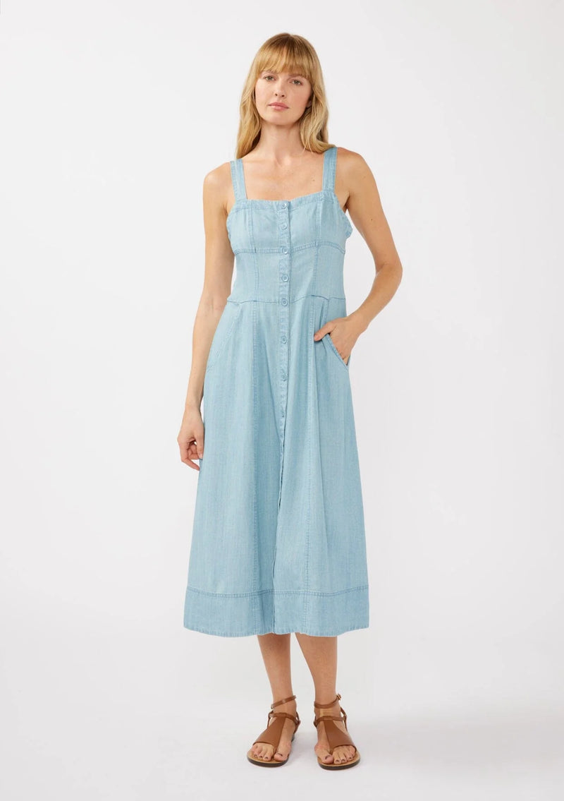 SHORELINE TENCEL MIDI DRESS - LIGHT WASH