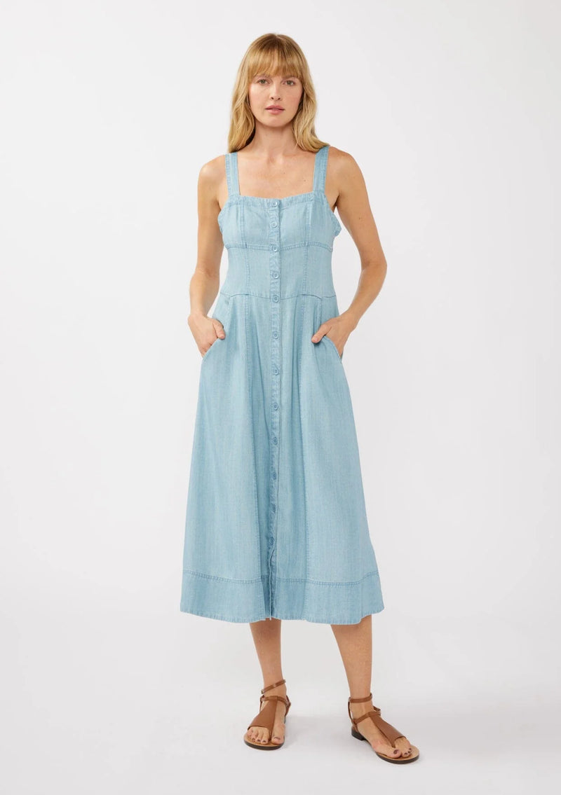 SHORELINE TENCEL MIDI DRESS - LIGHT WASH