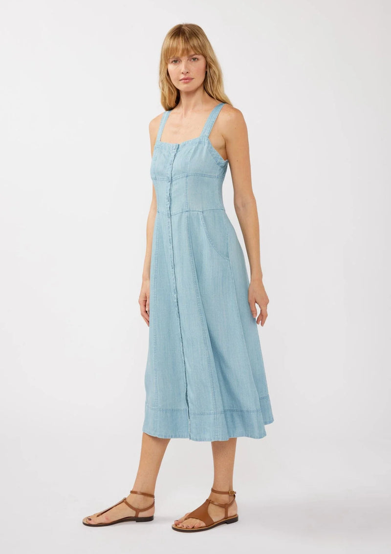 SHORELINE TENCEL MIDI DRESS - LIGHT WASH