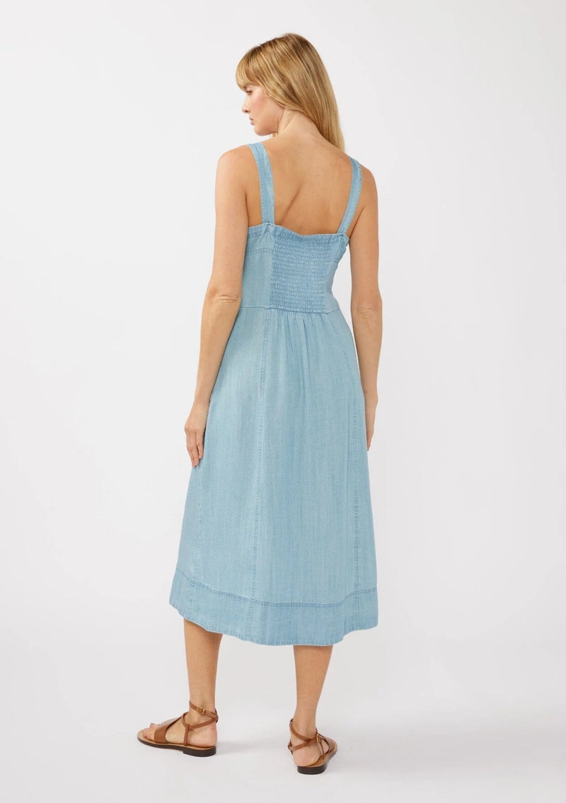 SHORELINE TENCEL MIDI DRESS - LIGHT WASH