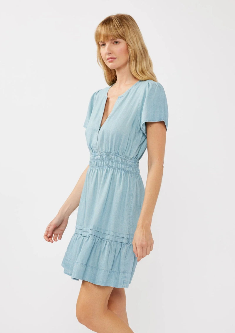 OCEAN MIST TENCEL MINI DRESS - LIGHT WASH