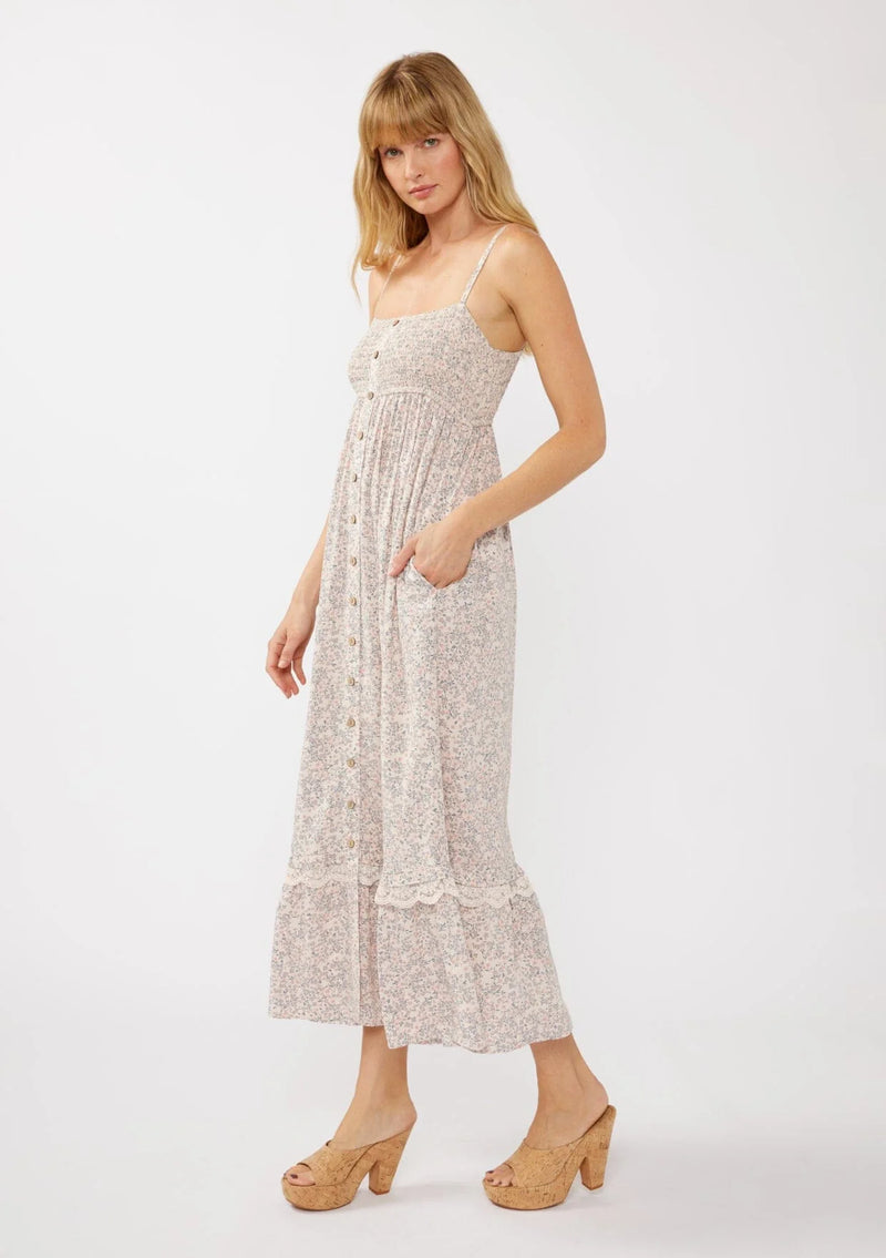 SWEET ESCAPE FLORAL MAXI DRESS - NATURAL/PINK