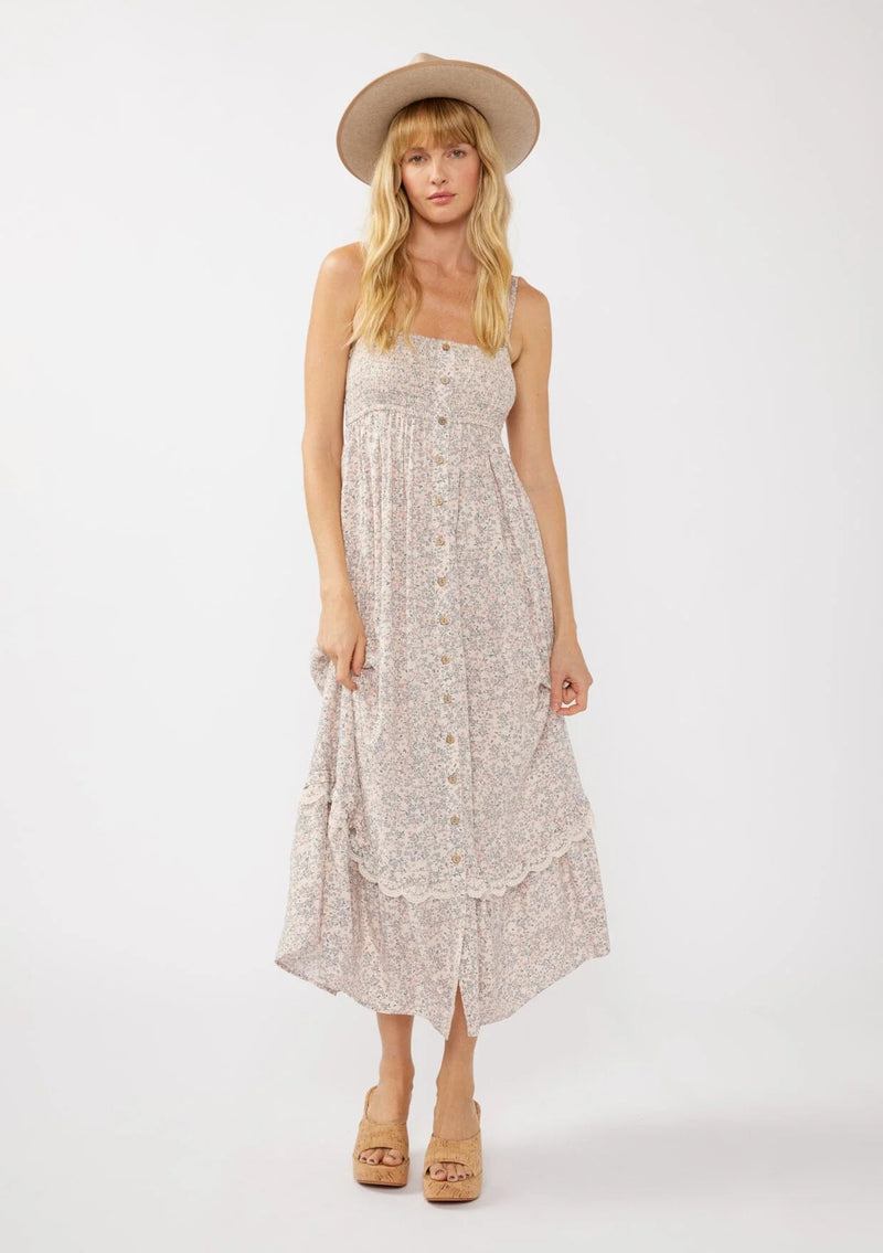 SWEET ESCAPE FLORAL MAXI DRESS - NATURAL/PINK