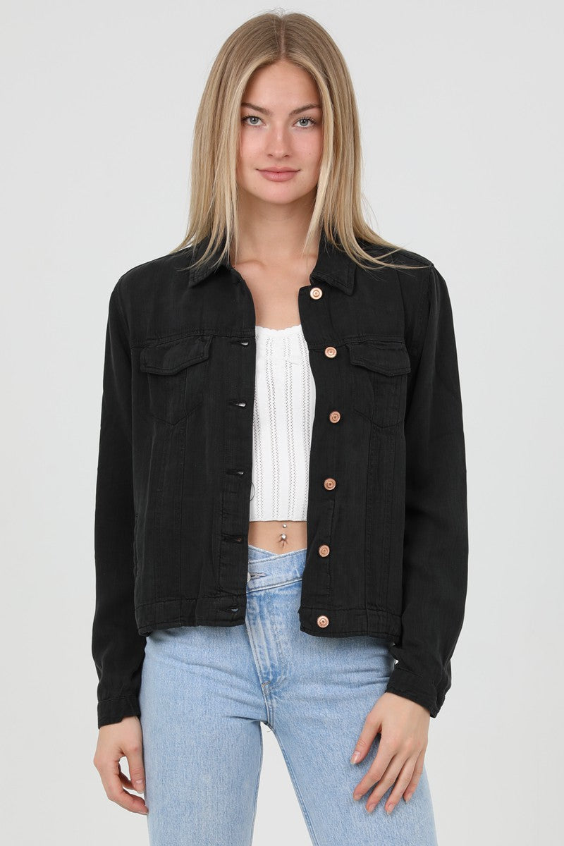 TENCEL DENIM JACKET - BLACK