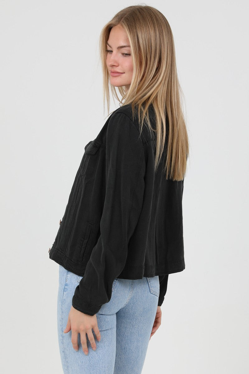 TENCEL DENIM JACKET - BLACK