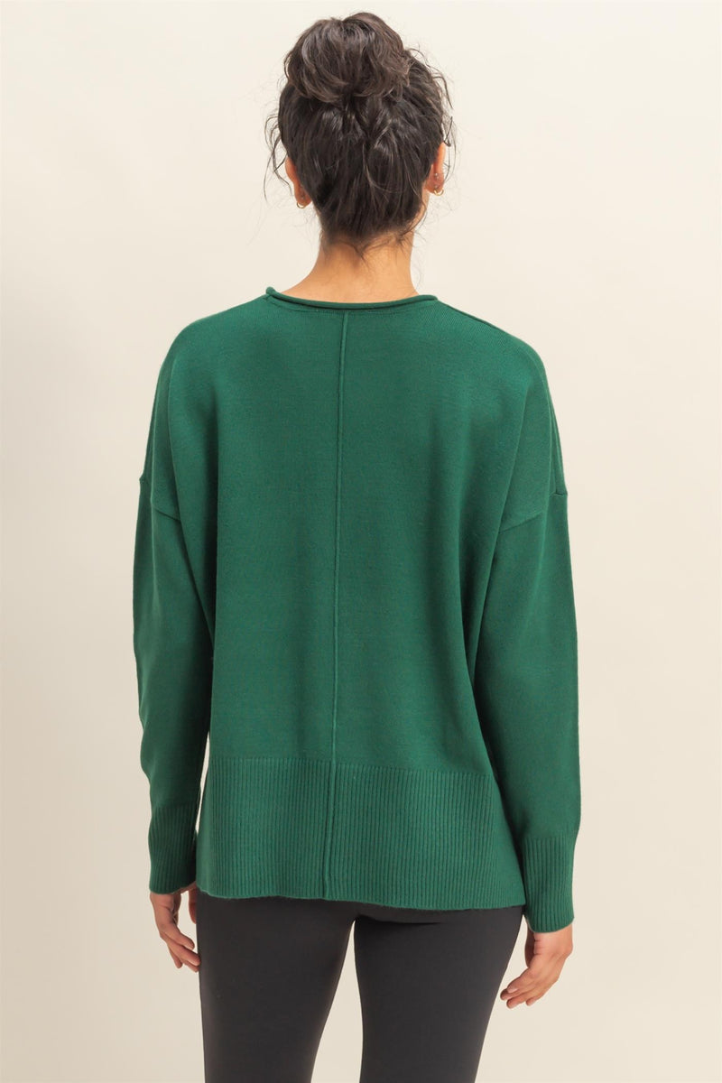 DROP SHOULDER SWEATER - DARK GREEN