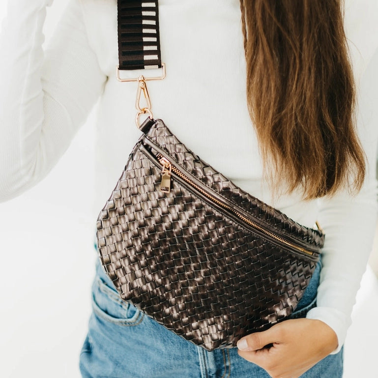 WESTLYN WOVEN BUM BAG - METALLIC GUNMETAL