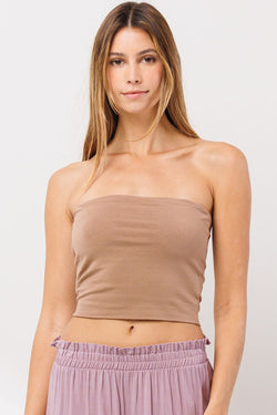 CROPPED TUBE TOP - MOCHA