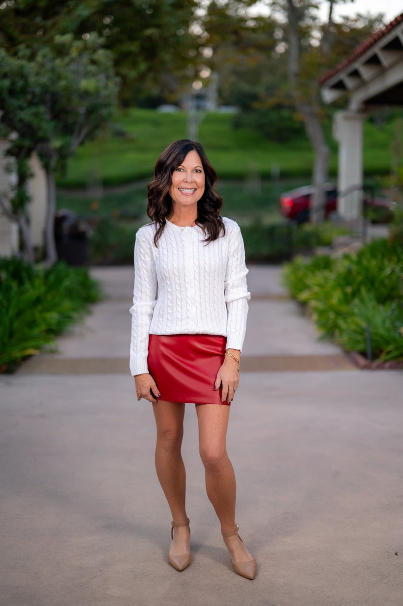 SYLA FAUX LEATHER MINI SKIRT - RED