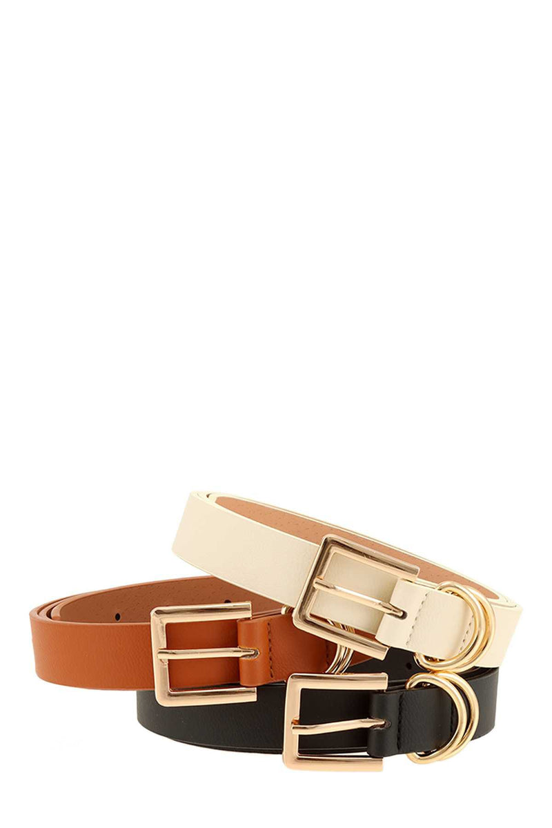SQUARE BUCKLE BELT - IVORY, BLACK OR CAMEL