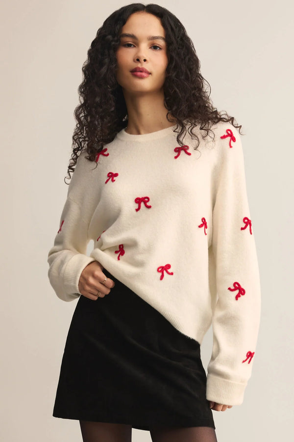Z SUPPLY TIE THE RIBBON SWEATER - WARM WHITE
