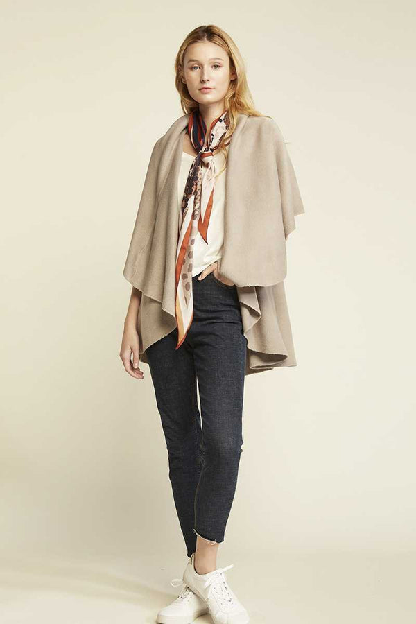 MULTI-STYLE SHAWL VEST - TAN