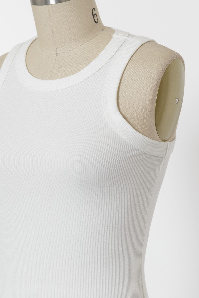 RIBBED JERSEY TANK TOP - IVORY