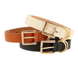 SQUARE BUCKLE BELT - IVORY, BLACK OR CAMEL