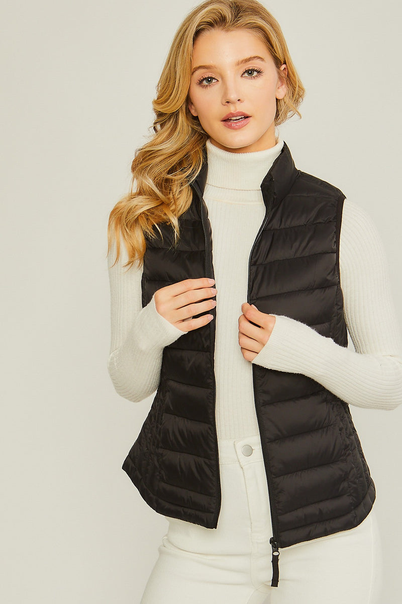 LIGHTWEIGHT PUFFER  VEST - BLACK