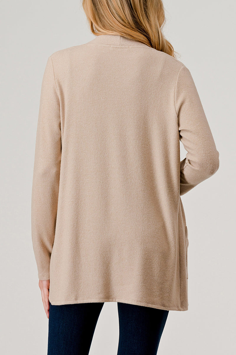 OPEN FRONT CARDIGAN - BEIGE