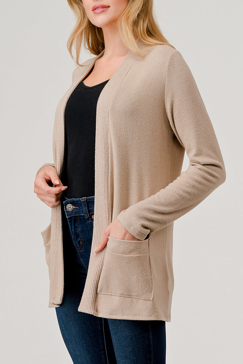 OPEN FRONT CARDIGAN - BEIGE