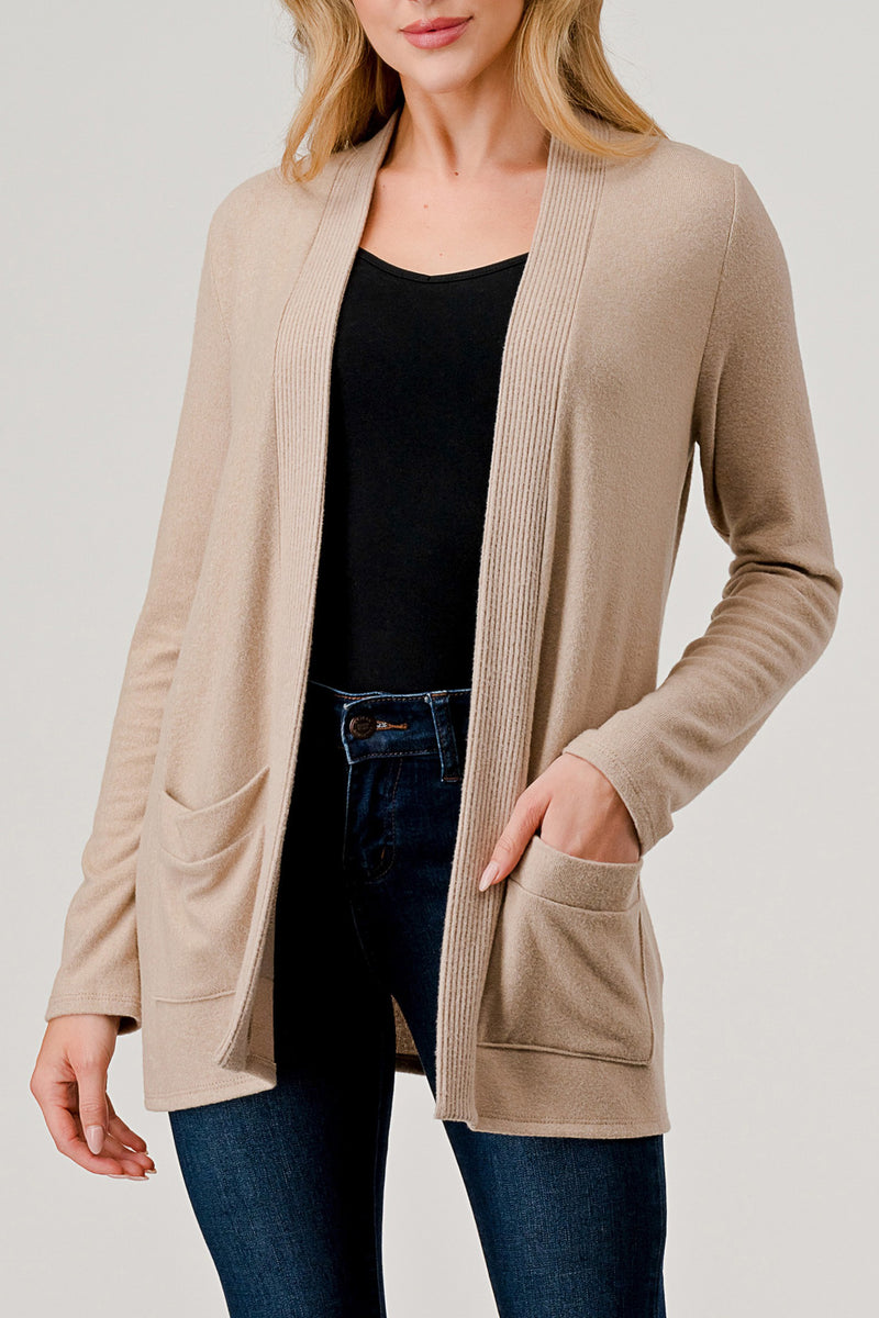 OPEN FRONT CARDIGAN - BEIGE