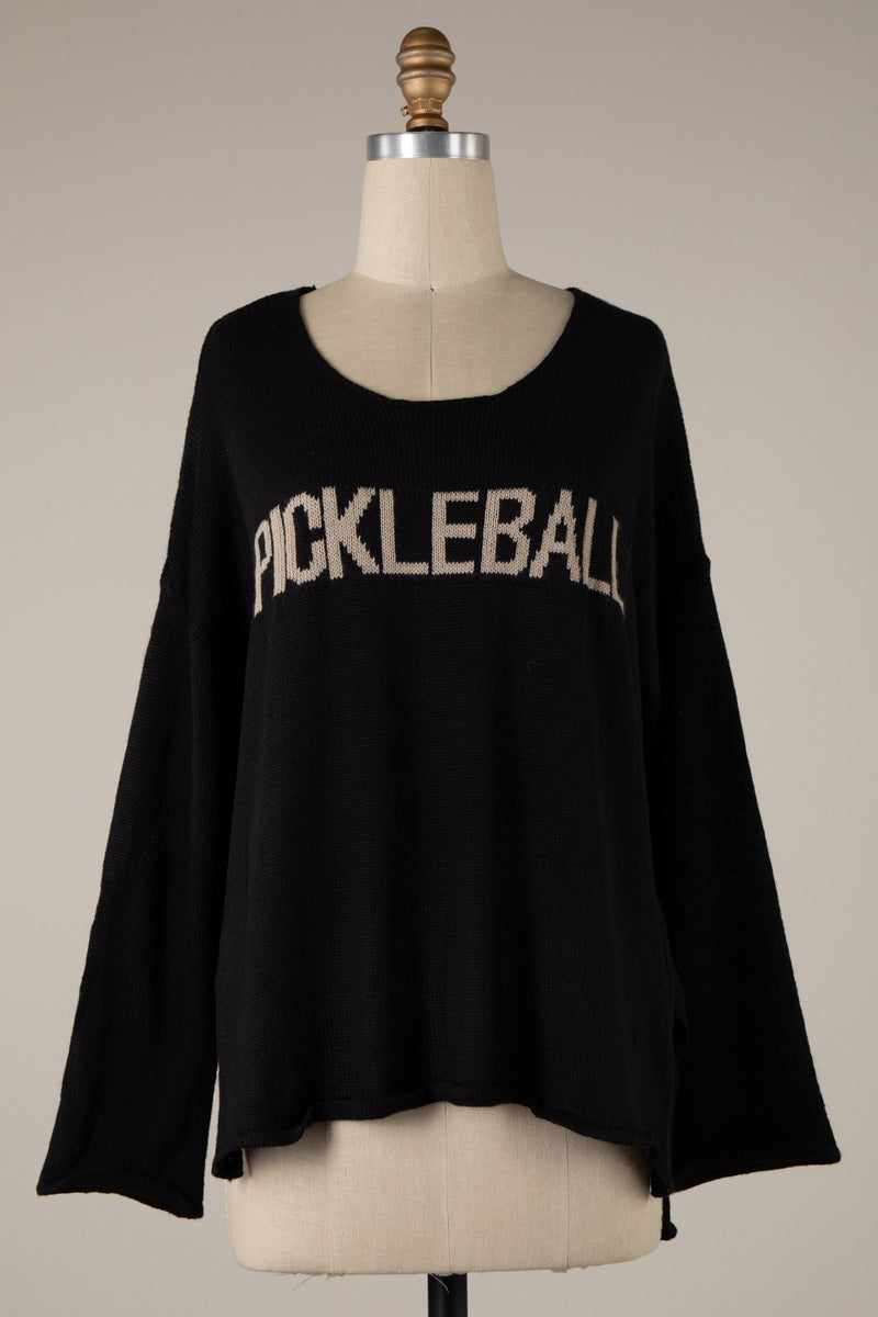 "PICKLEBALL" LIGHTWEIGHT SWEATER - BLACK