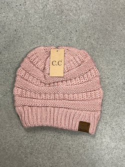 SOLID CABLE KNIT BEANIE - ROSE