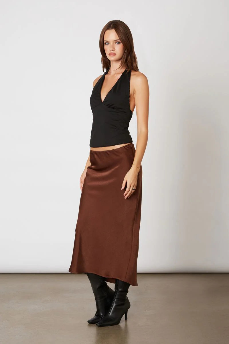 BIAS MIDI SKIRT - CHOCOLATE