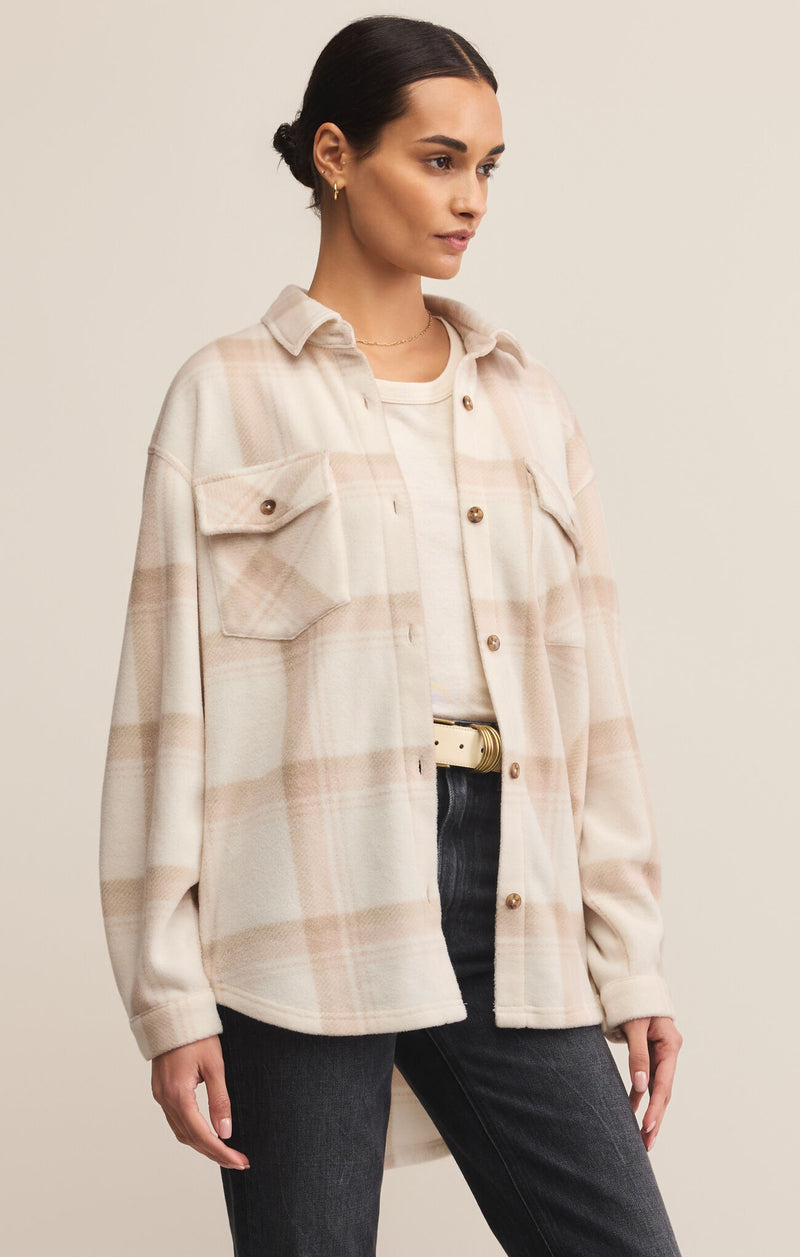 Z SUPPLY HIKER TWO TONED FLEECE JACKET - SMOKEY