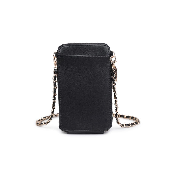 QUILTED CELL PHONE CROSSBODY BAG - BLACK