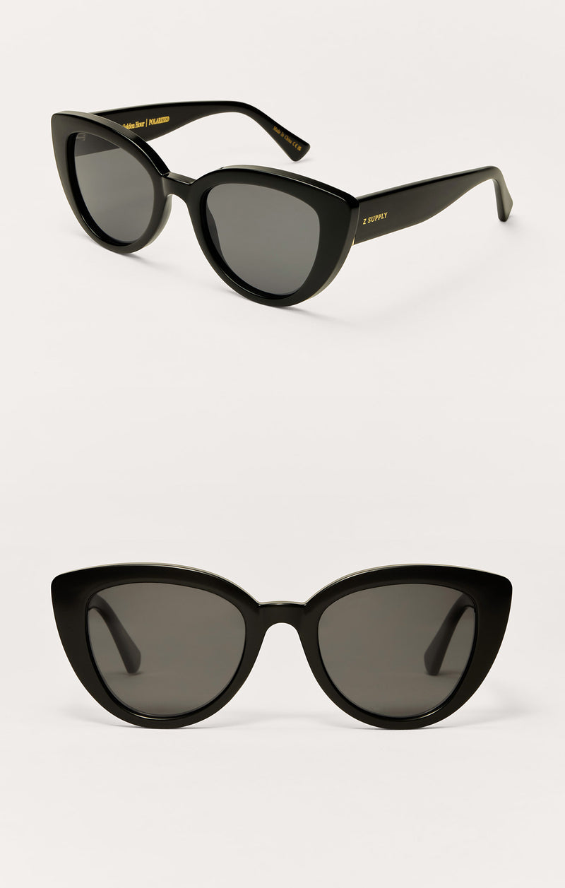 Z SUPPLY GOLDEN HOUR SUNGLASSES - POLISHED BLACK/GREY