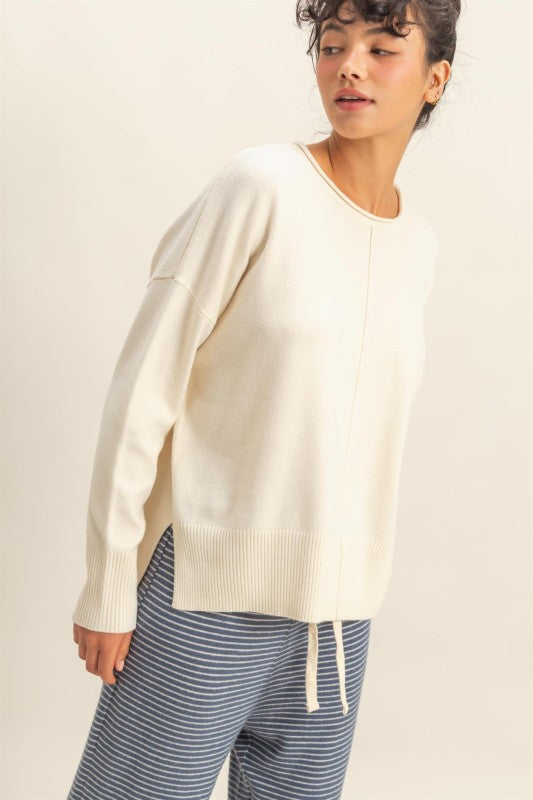 DROP SHOULDER SWEATER - CREAM