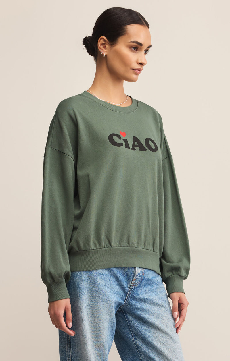 Z SUPPLY CIAO SUNDAY SWEATER - HUNTER GREEN