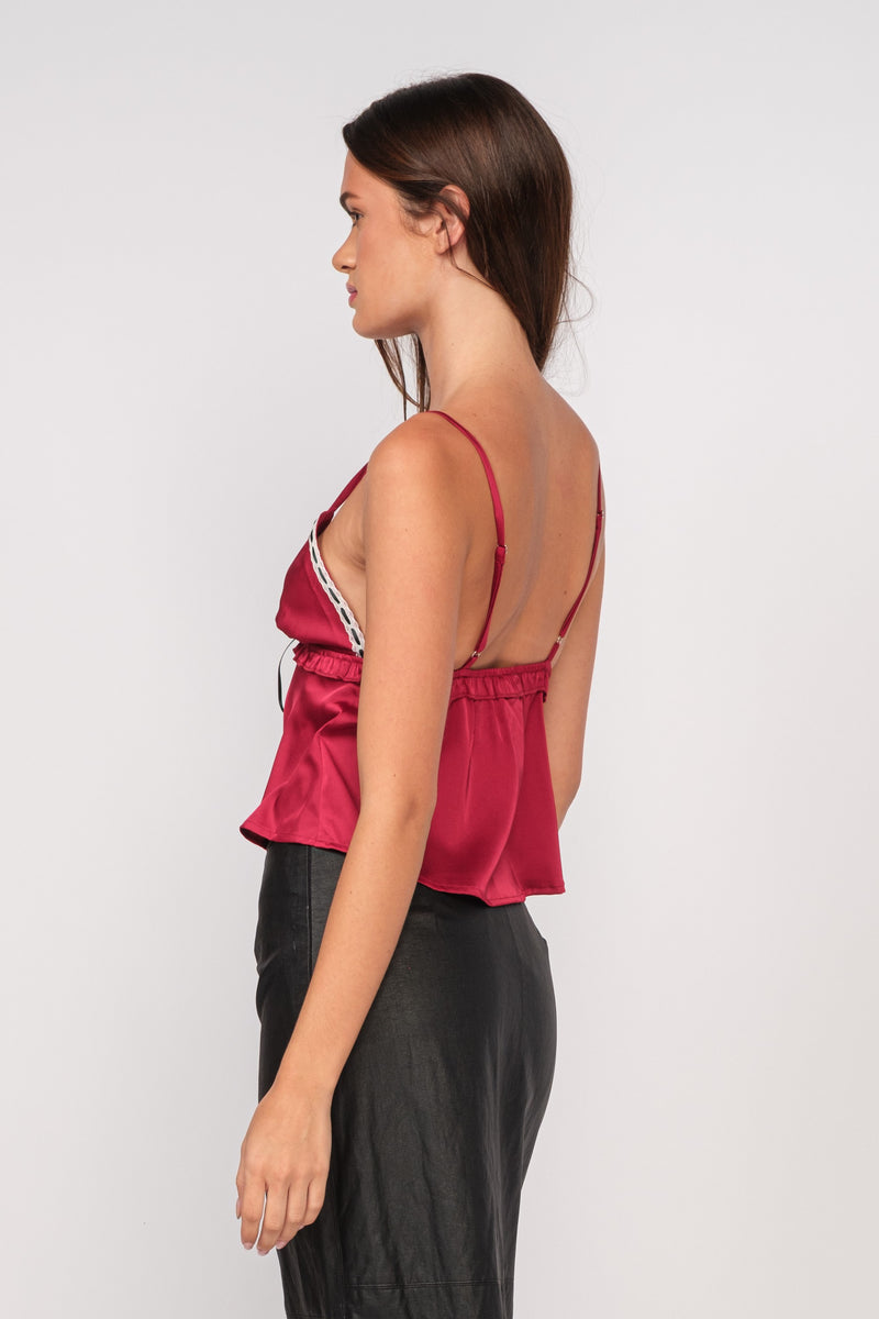 SWEETHEART RUFFLE  CAMI TOP - RED