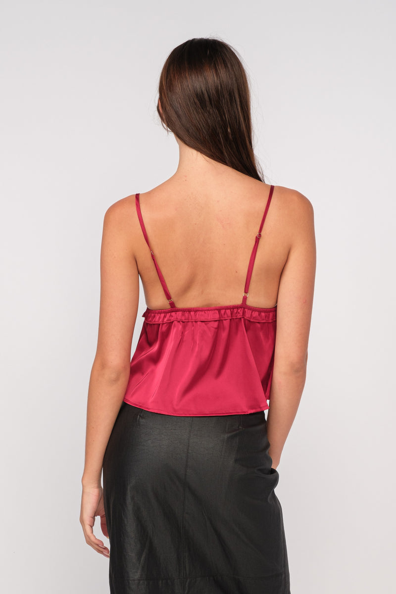 SWEETHEART RUFFLE  CAMI TOP - RED