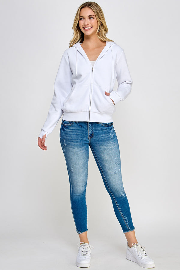 RELAX FIT ZIP UP HOODIE - WHITE