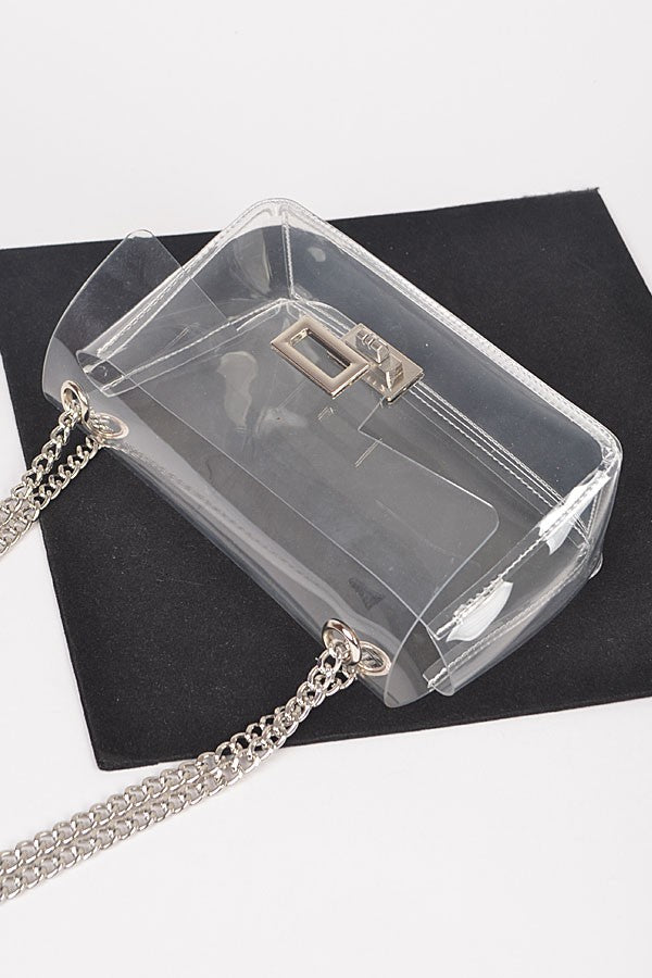 CLEAR BAG W/DENIM POUCH