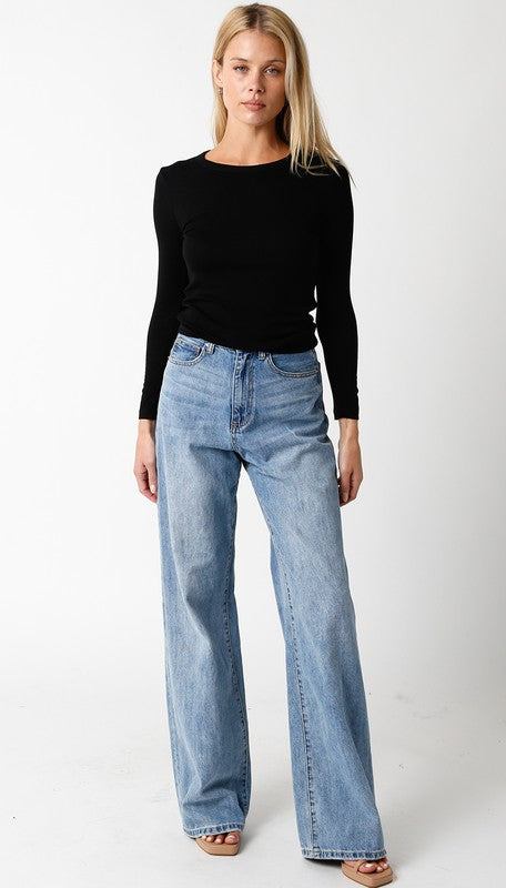 JESSIE LONG SLEEVE TOP - BLACK