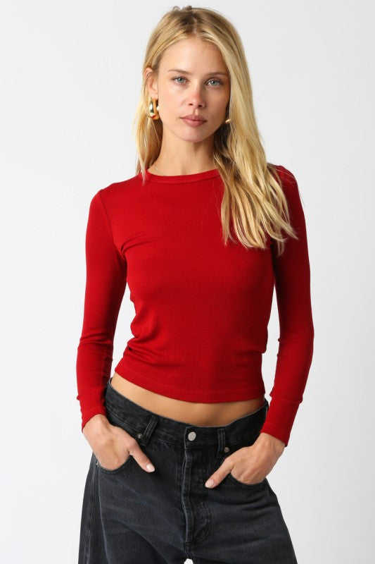 JESSIE LONG SLEEVE TOP - RED
