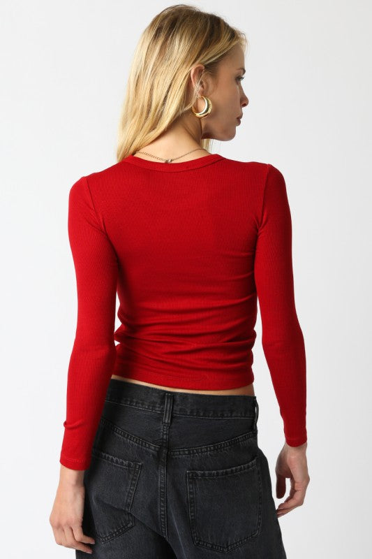JESSIE LONG SLEEVE TOP - RED