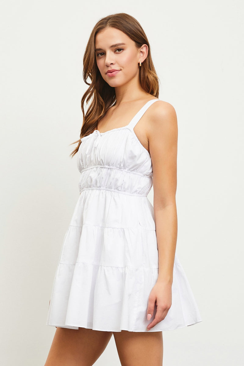 TIERED MINI DRESS - WHITE