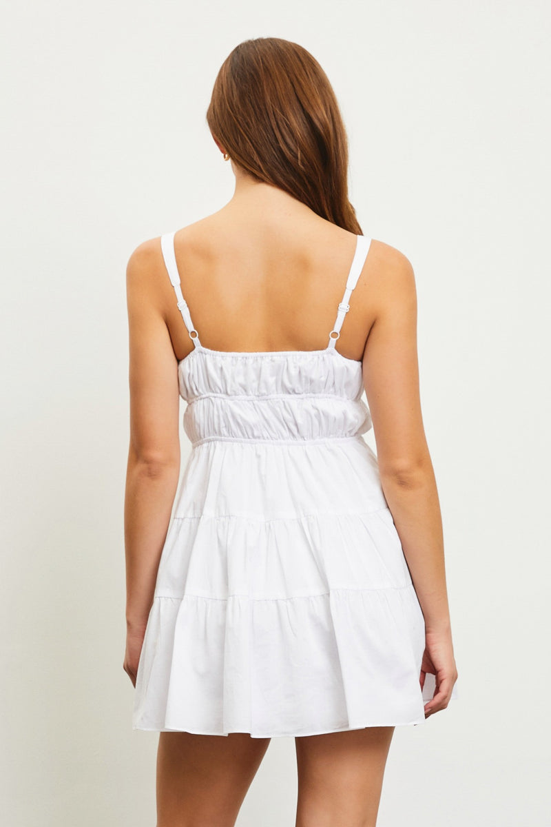 TIERED MINI DRESS - WHITE