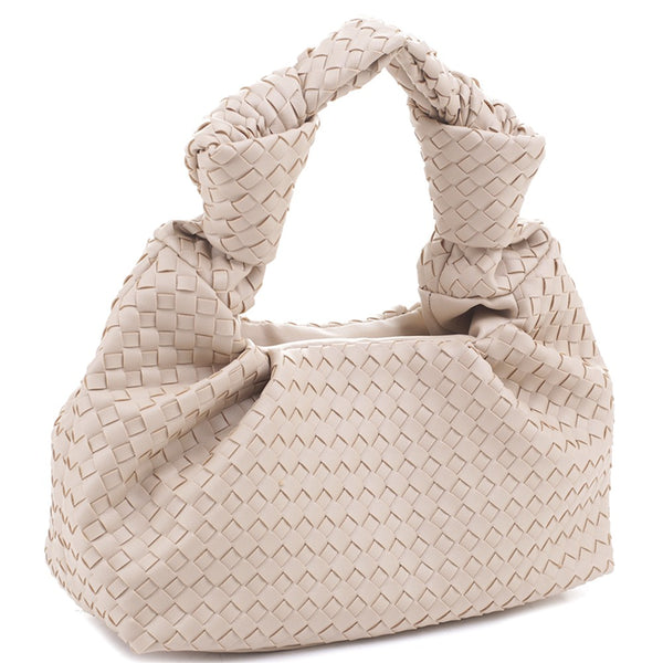 ALL OVER WEAVE KNOT BAG - NUDE
